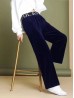 Velvet High Waist Wide Leg Pants W/ Tiny Sequins